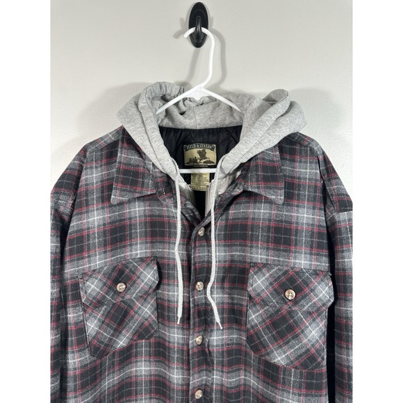 Field & Stream Shacket Mens XXL Flannel Shirt Jacket Hoodie Quilted Lining - Picture 3 of 11